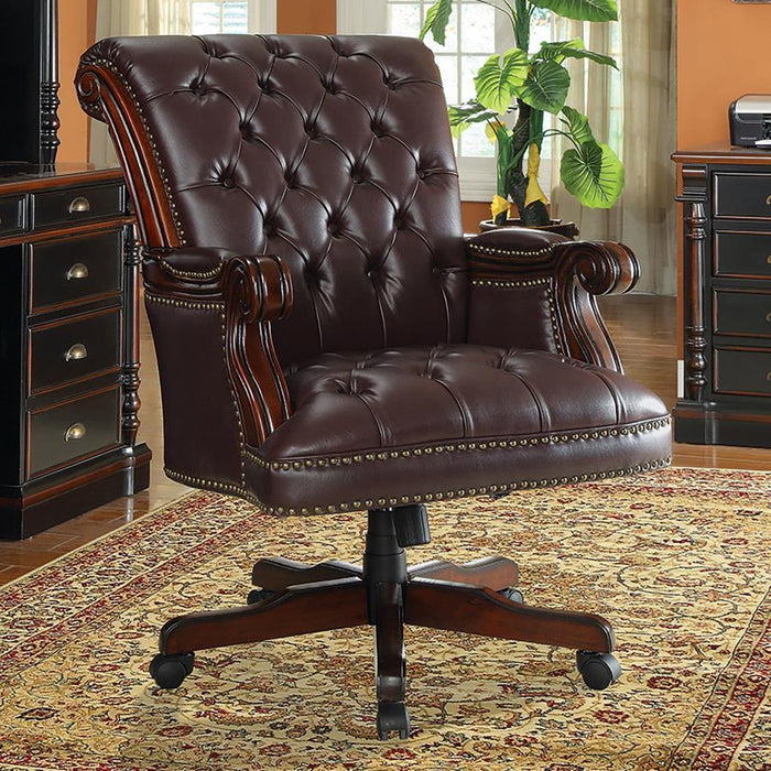 Calloway - Tufted Adjustable Height Office Chair - Dark Brown - Simple Home Plus