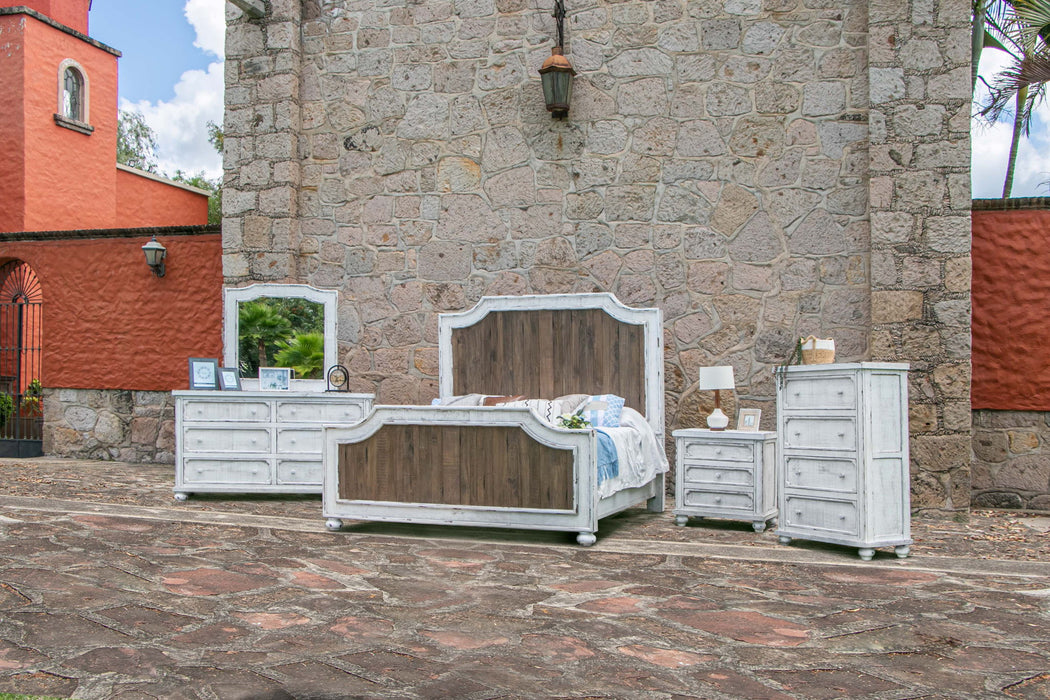 Solid Wood Six Drawer Double Dresser - Antiqued White