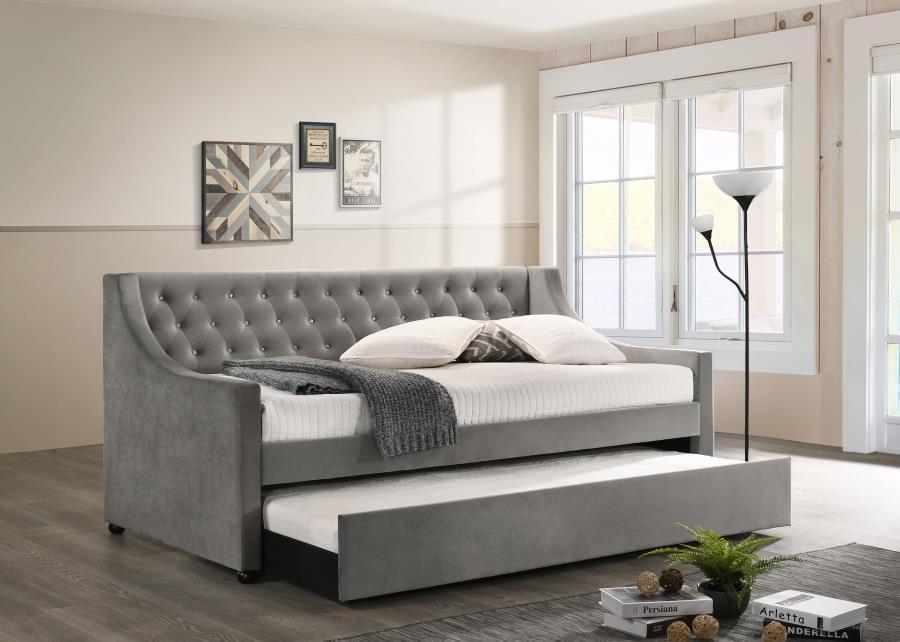 Chatsboro - Twin Upholstered Daybed With Trundle - Gray - Simple Home Plus