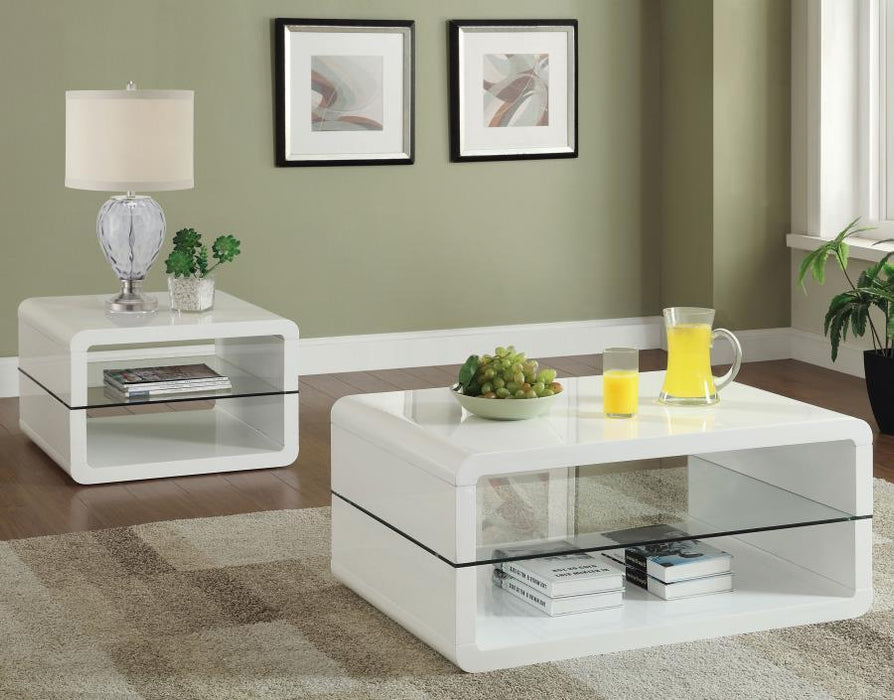 Elana - Square 2-Shelf End Table - Glossy White - Simple Home Plus