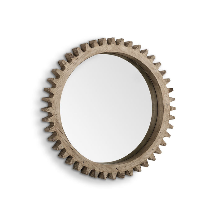 35" Round Wood Frame Wall Mirror - Natural