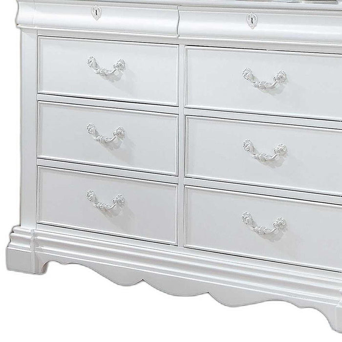 Wood Eight Drawer Double Dresser - White