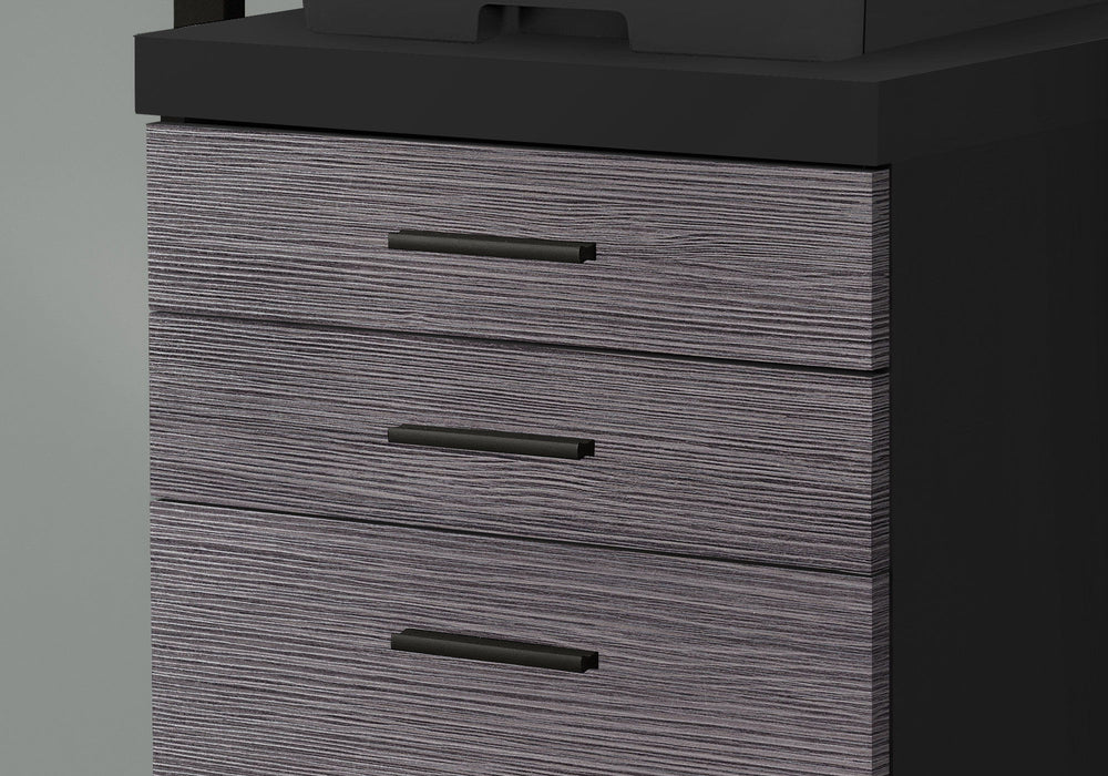 Particle Board 3 Drawers Filing Cabinet - Black Gray