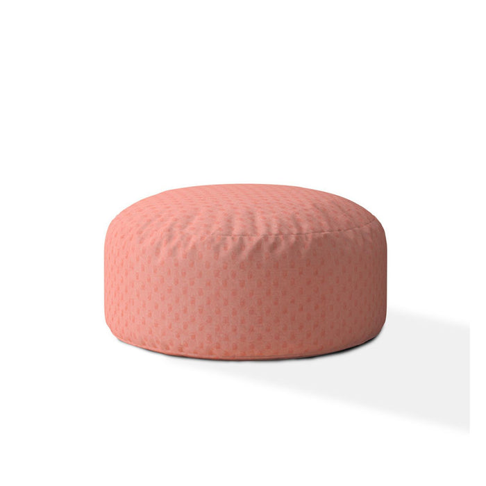 Polyester Round Pouf Ottoman - Pink