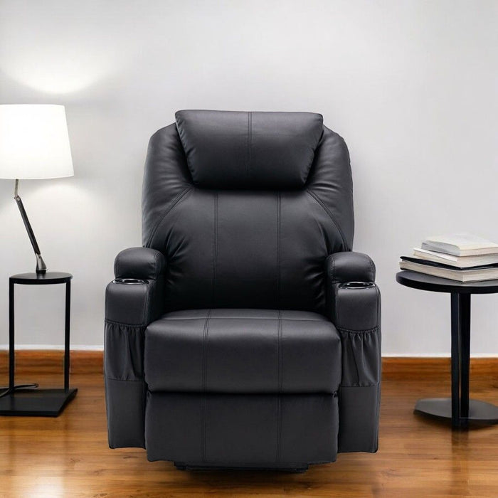 Power Heated Massage Lift Assist Recliner - Black