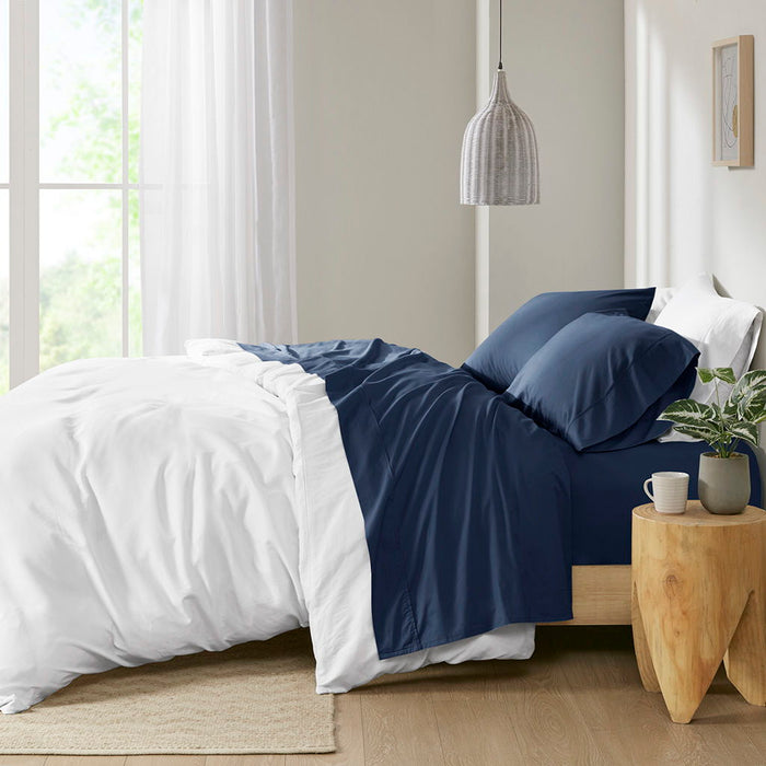 King Peached Percale Sheet Set - Navy