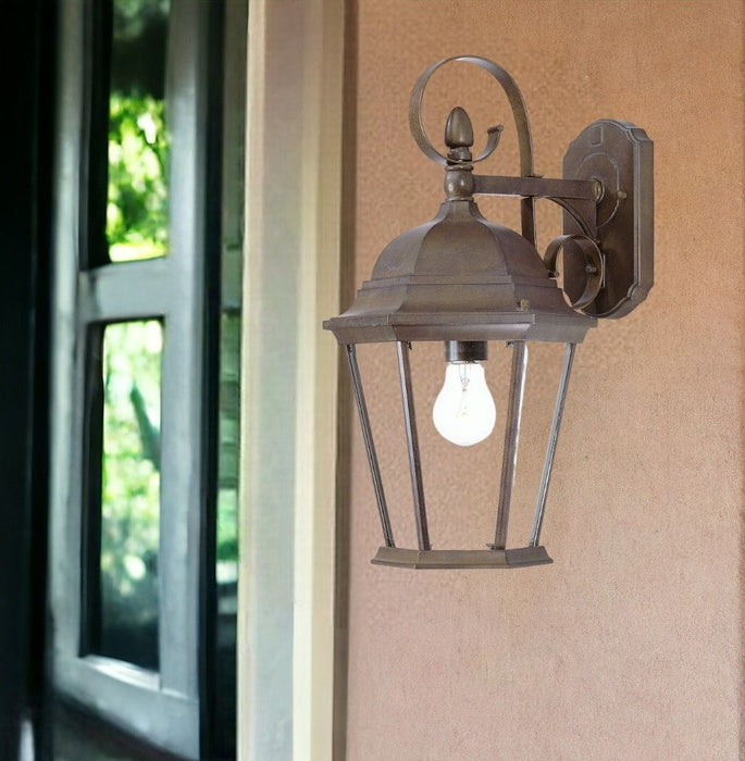 Xl Swing Arm Hanging Lantern Wall Light - Dark Brown