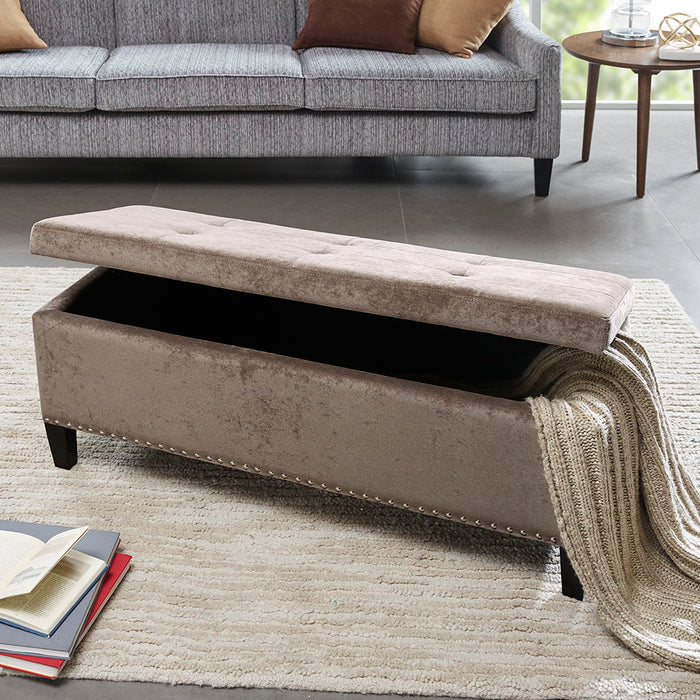 Shandra II - Tufted Top Soft Close Storage Bench - Taupe