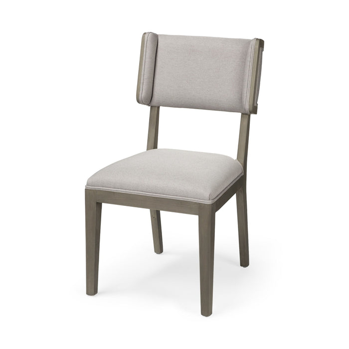 Upholstered Fabric Open Back Side Chairs (Set of 2) - Brown / Light Gray