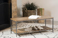 Gerbera - Accent Bench With Slat Shelf - Natural And Gunmetal - Simple Home Plus