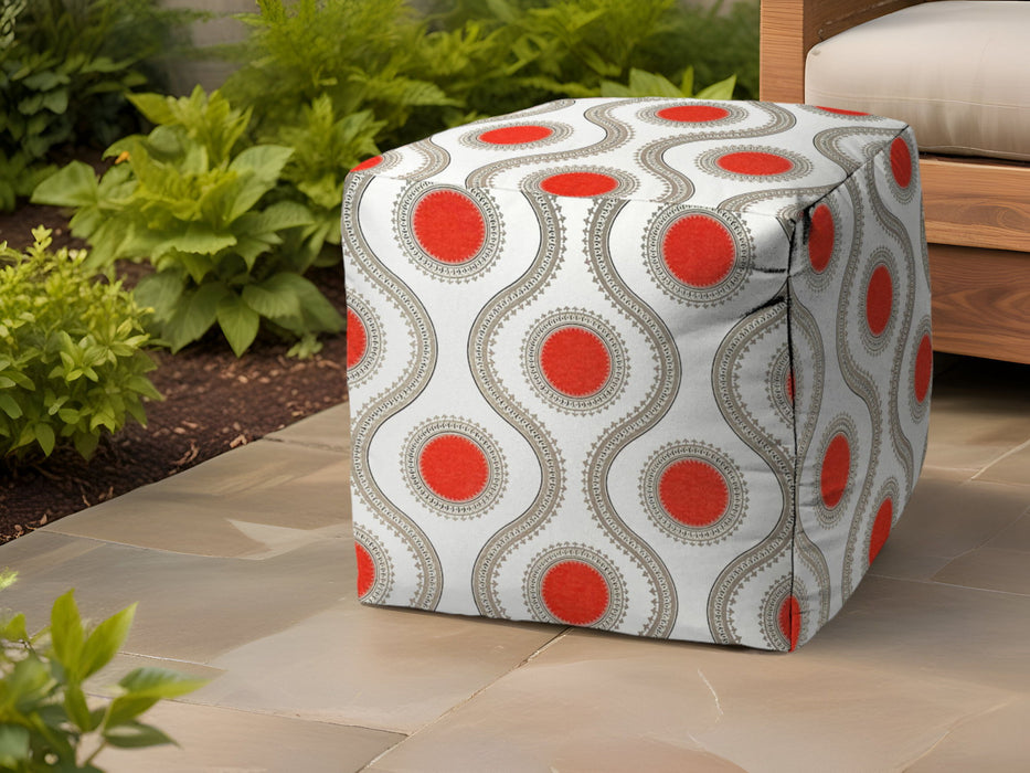 Polyester Cube Geometric Indoor Outdoor Pouf Ottoman - Gray