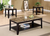 Flores - 3 Piece Occasional Table Set With Shelf - Cappuccino - Simple Home Plus