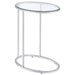 Kyle - Oval Glass Top C-Shaped Sofa Side Table - Chrome And Clear - Simple Home Plus