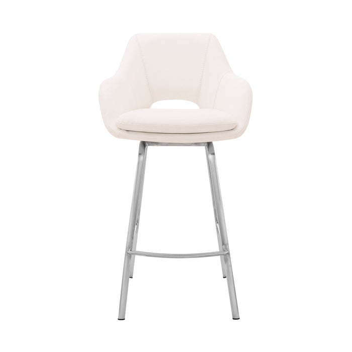 Swivel Low Back Counter Height, Bar Chair - White / Silver