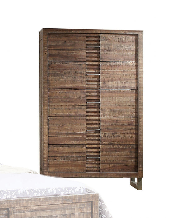 Solid Wood Five Drawer Gentlemans Chest - Brown