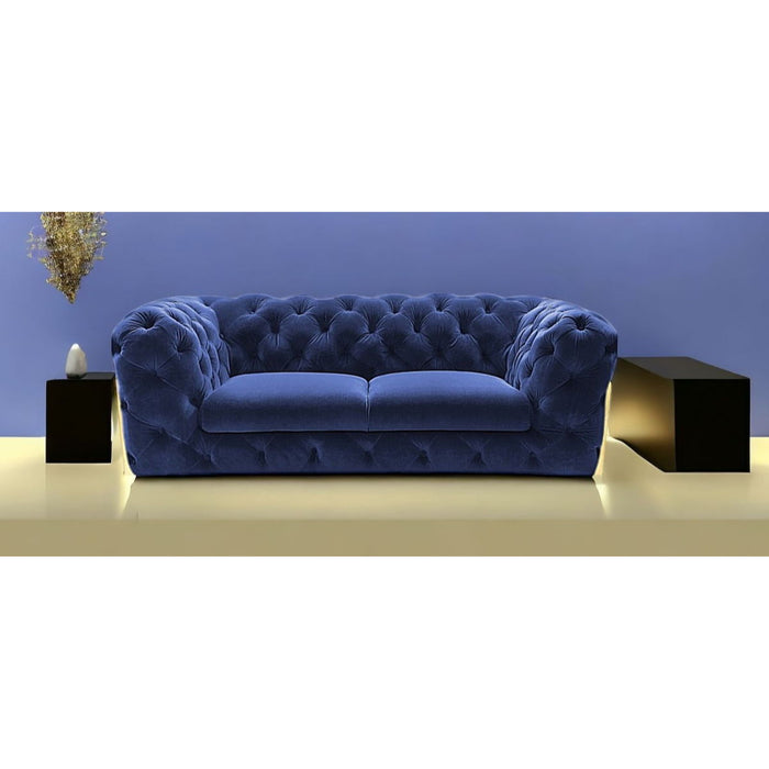 Glam Velvet And Gold Loveseat - Blue