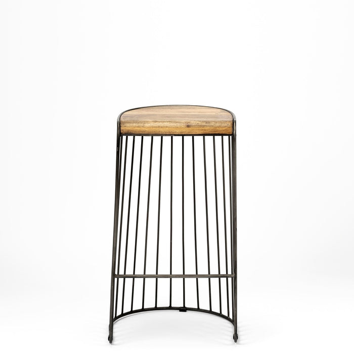 Iron Backless Bar Chair - Light Brown