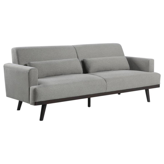 Blake - Upholstered Sofa With Track Arms - Sharkskin And Dark Brown - Simple Home Plus