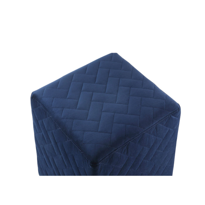 Velvet Quilted Cube Ottoman - Navy Blue