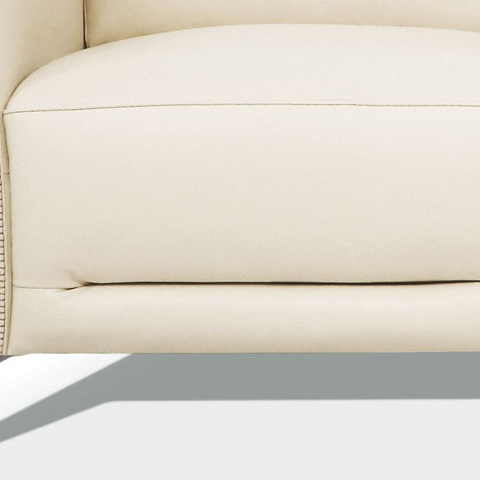 Leather Sofa With Black Legs - Cream