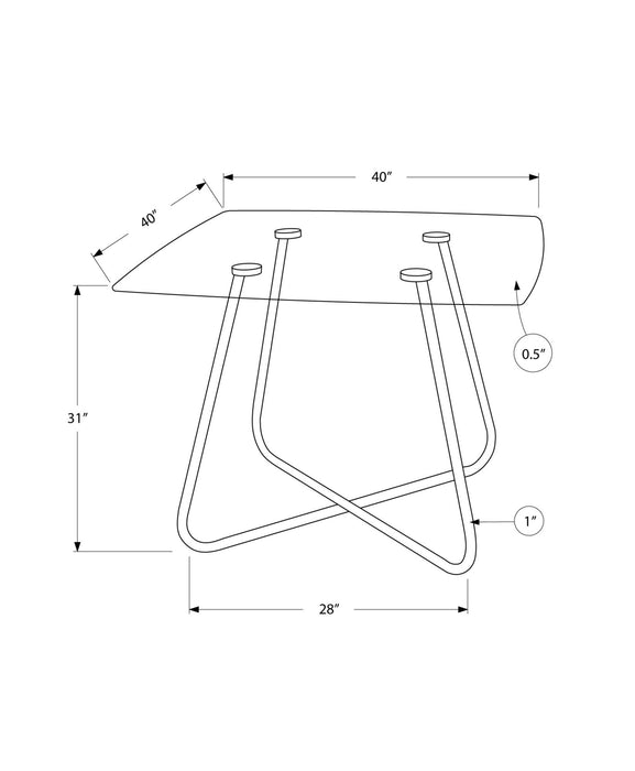 Metal And Clear Tempered Glass Dining Table - Chrome