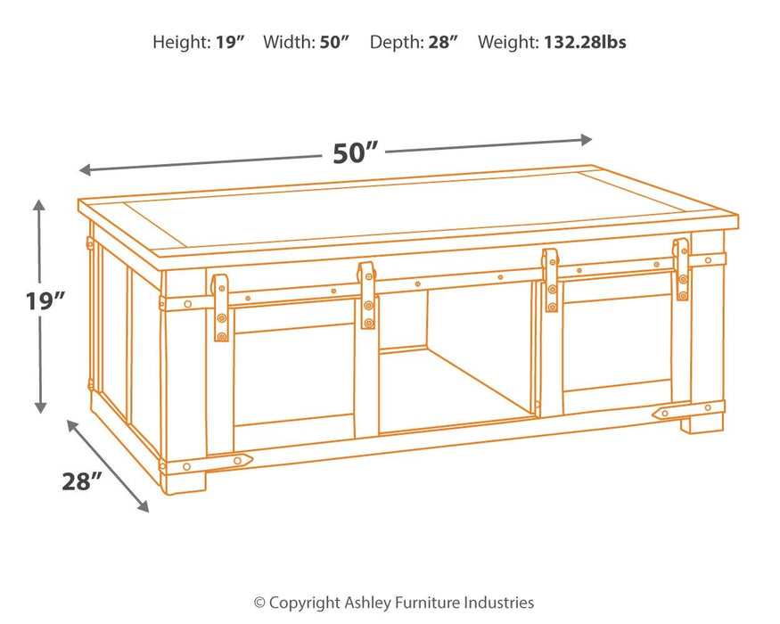 Budmore - Brown - Rectangular Cocktail Table - Simple Home Plus