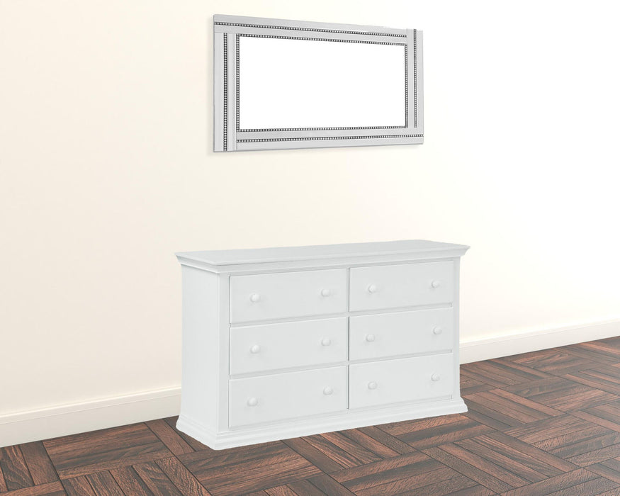 Solid Wood, Six Drawer Double Dresser - White