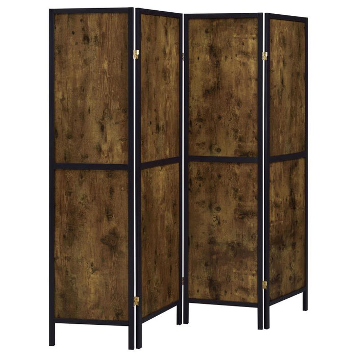 Deepika - 4-Panel Folding Screen - Antique Nutmeg And Black - Simple Home Plus