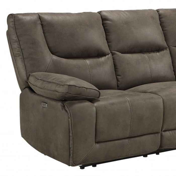 Faux Leather Reclining USB Sofa With Black Legs - Gray