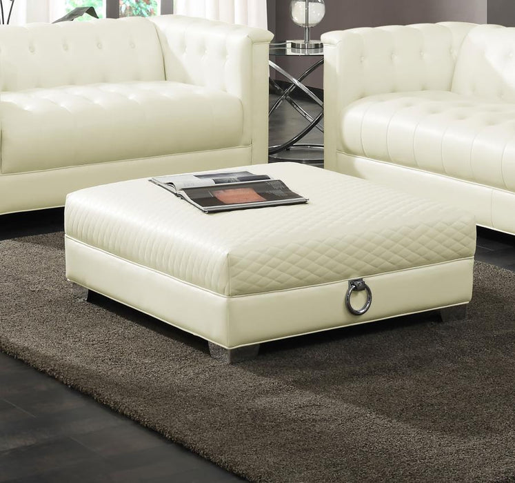 Chaviano - Upholstered Ottoman - Pearl White - Simple Home Plus