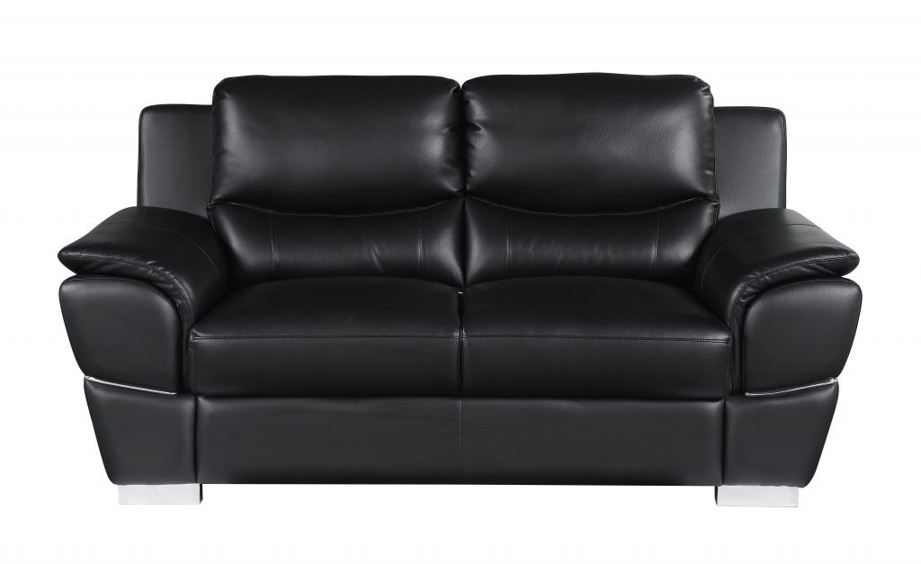 Love Seat Faux Leather - Silver / Black