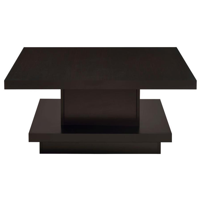 Reston - Pedestal Square Coffee Table - Cappuccino - Simple Home Plus