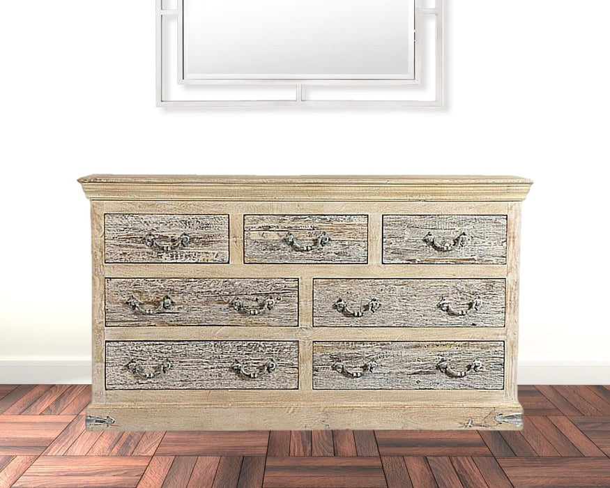 Solid Wood Seven Drawer Double Dresser - White