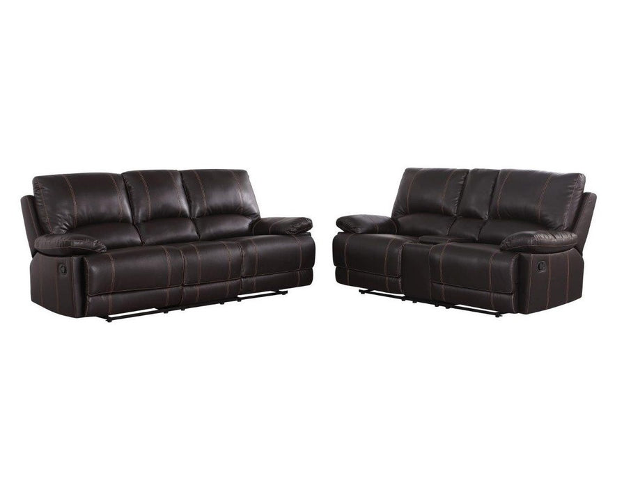 2 Piece Five Person Faux Leather Indoor Seating Set - Brown