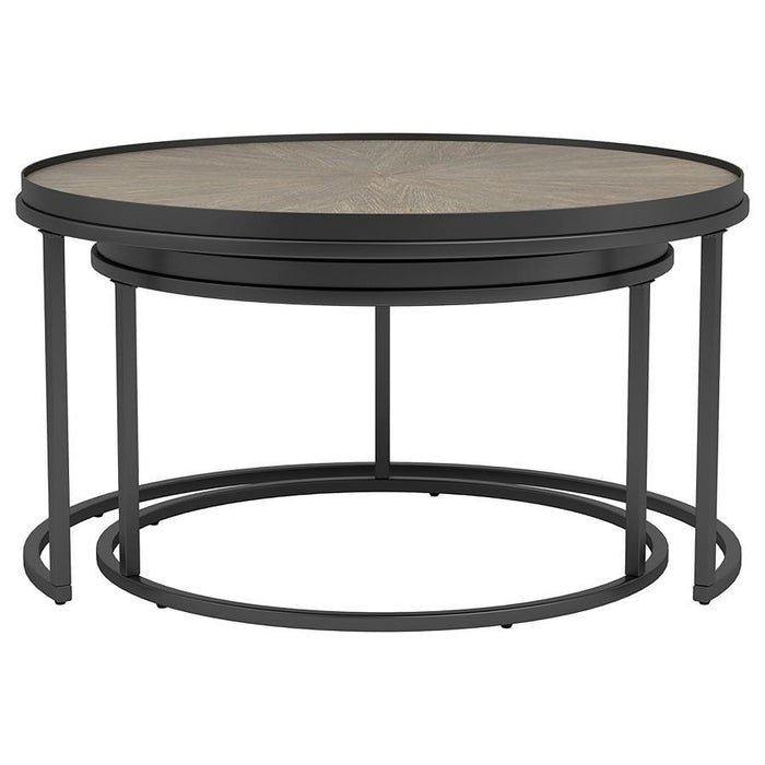 Rodrigo - 2 Piece Round Nesting Tables - Weathered Elm - Simple Home Plus