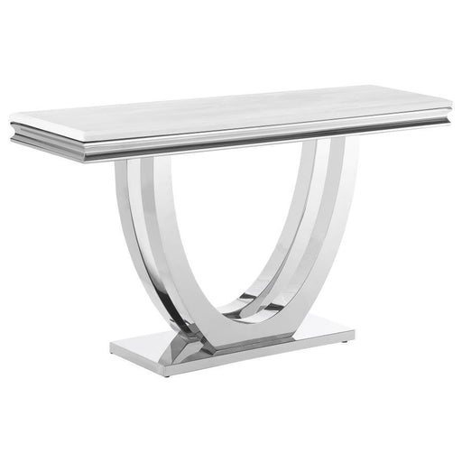 Kerwin - U-Base Rectangle Sofa Table - White And Chrome - Simple Home Plus