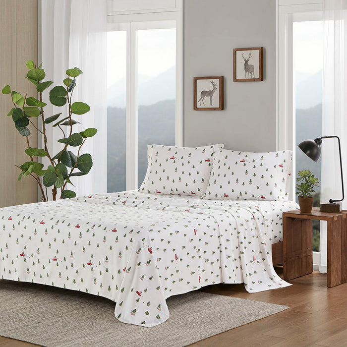 Cotton Flannel - Queen Sheet Set - Green Tree Trip