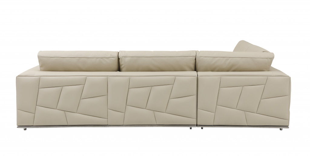 Italian Leather Reclining L Shaped Two Piece Corner Sectional - Beige