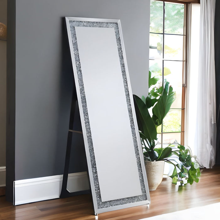 63" Cheval Standing Mirror Faux Diamonds - Mirrored