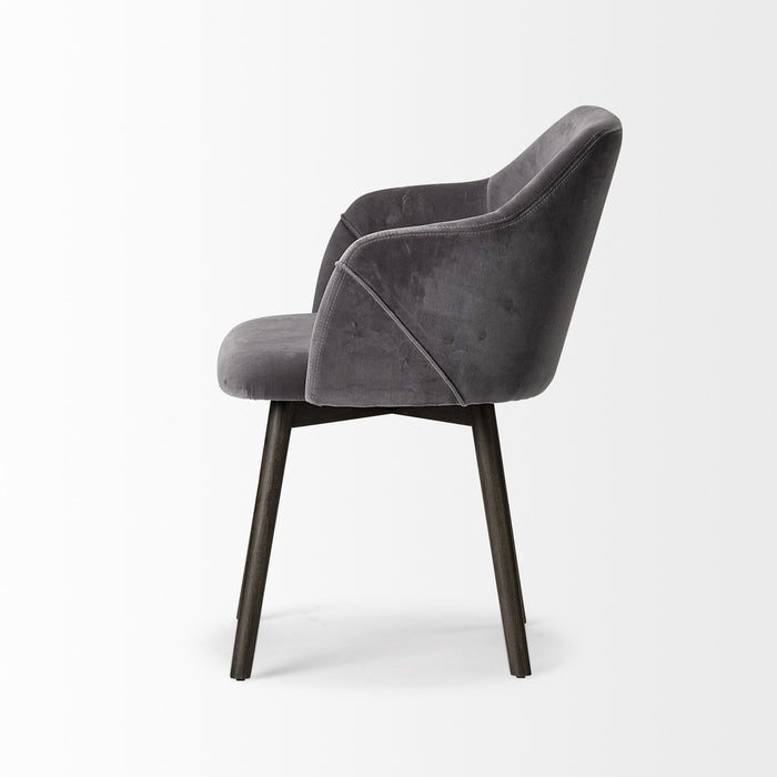 Velvet Wrap With Black Wooden Base Dining Chair - Gray