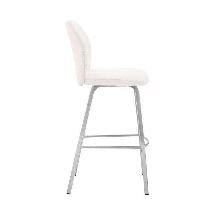 Counter Height Bar Chair - White / Silver