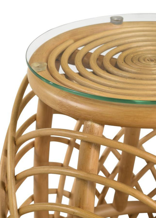 Dahlia - Round Woven Rattan End Table - Natural - Simple Home Plus