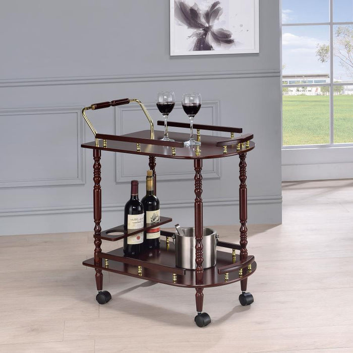 Palmer - 2-Tier Serving Cart - Merlot And Brass - Simple Home Plus