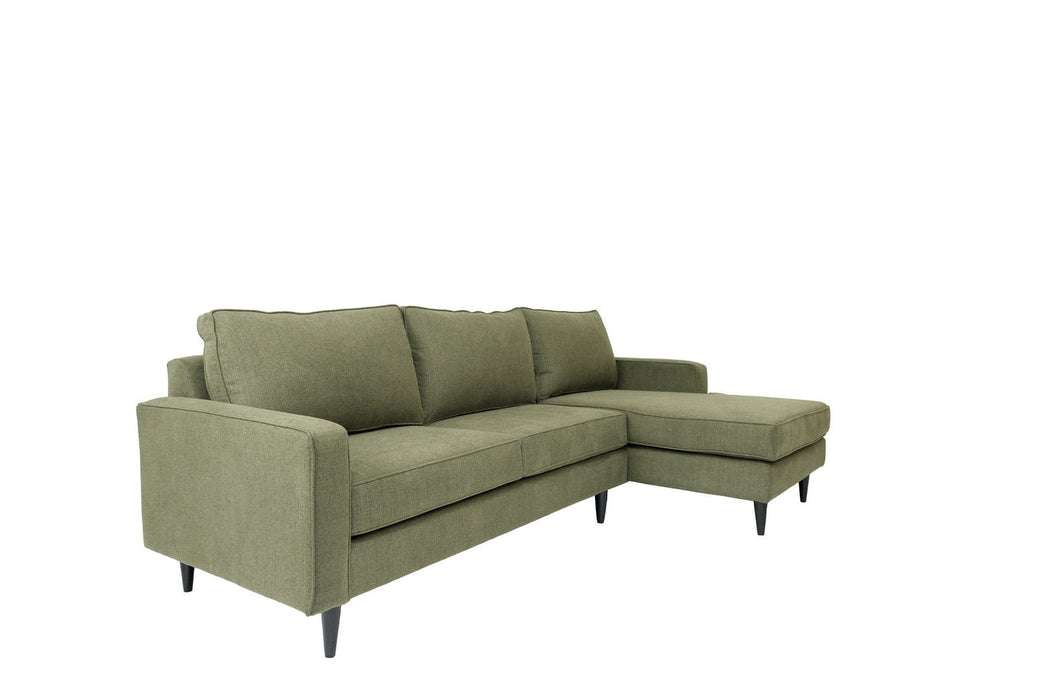 Polyester Blend Stationary L Shaped Two Piece Corner Sectional - Green