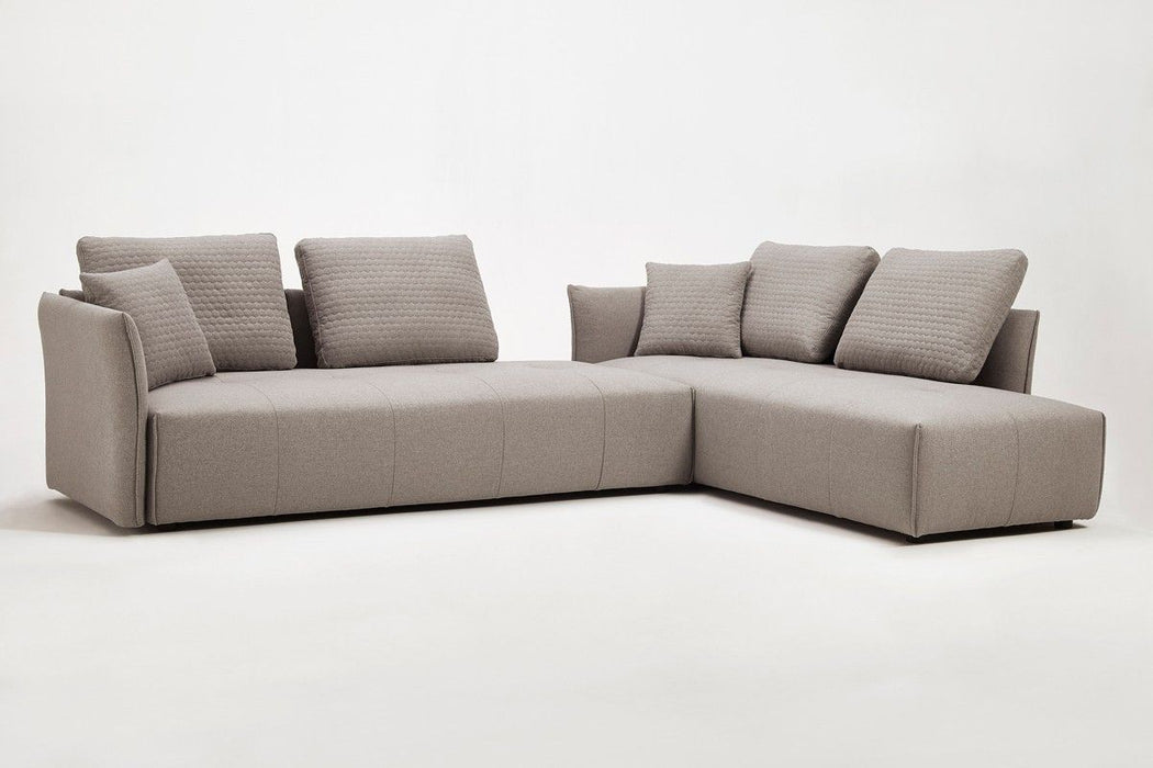 Polyester Modular L Shaped Two Piece Sofa And Chaise Sectional And Toss Pillows - Light Gray