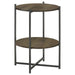 Axel - Round Accent Table With Open Shelf - Natural And Gunmetal - Simple Home Plus