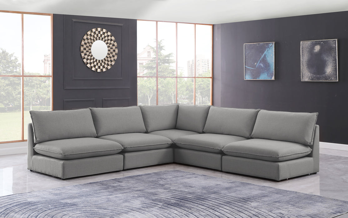 Mackenzie - Modular Sectional 5 Piece - Gray - Fabric - Modern & Contemporary