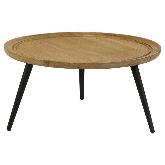 Zoe - Round Coffee Table With Trio Legs - Natural And Black - Simple Home Plus