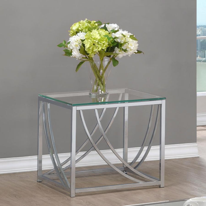 Lille - Glass Top Square End Table Accents - Chrome - Simple Home Plus