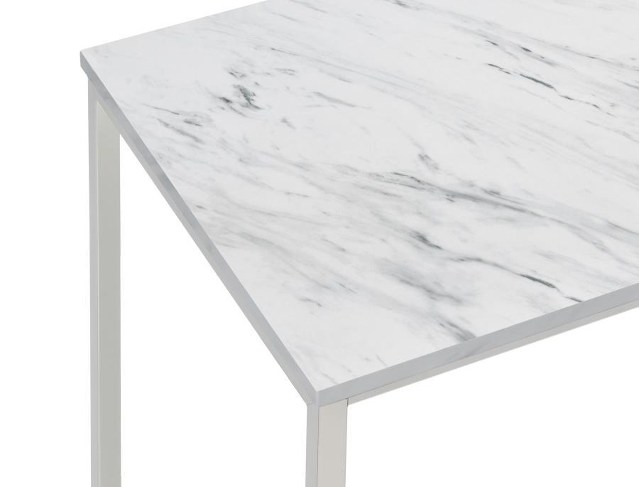 Leona - Coffee Table With Casters - White And Satin Nickel - Simple Home Plus